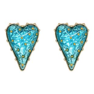 Exhibition/览物馆琉璃爱心耳环夏季夸张特别高级感复古耳饰耳夹