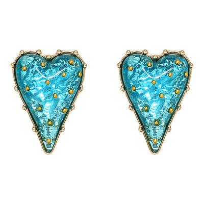 Exhibition/览物馆琉璃爱心耳环夏季夸张特别高级感复古耳饰耳夹