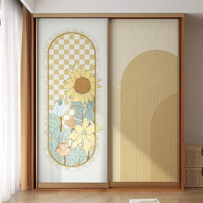 衣柜贴纸柜子柜门拉门改造拉门玻璃衣橱自粘感高级美化贴膜翻新