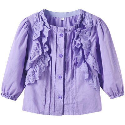 韩国童装女童荷叶边衬衫