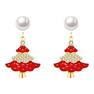 ZEGL真柳925银针独特耳环新爆款精致圣诞树耳饰女高级感珍珠耳钉