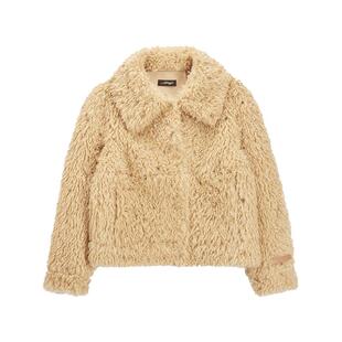 Ed Hardy埃德哈迪冬季新款美拉德女士保暖毛绒外套皮草夹克