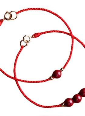 原矿朱砂手链女男手工编织手绳