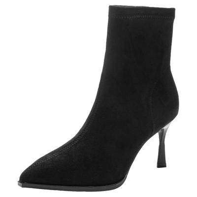 大东官方正品尖头细跟高跟短靴