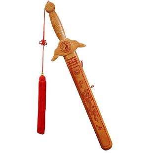 正宗纯桃木剑七星剑木雕儿童随身朱砂宝剑挂件玩具婴儿客厅门摆件