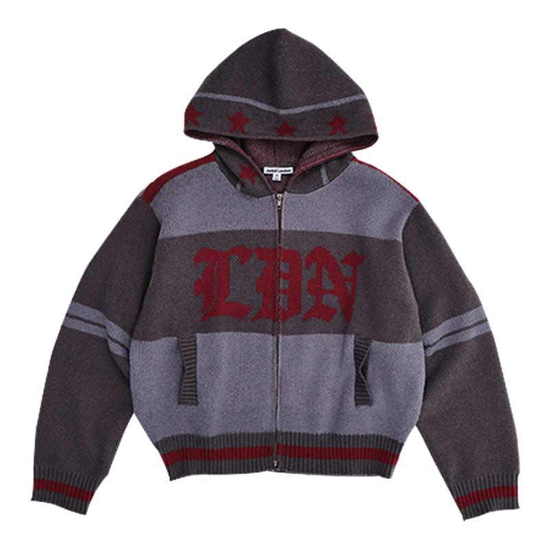 【ENG】JADED LONDON复古撞色毛衣针织连帽衫外套男女款新品26春