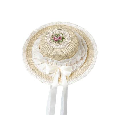 原创手作lolita夏季遮阳帽顶刺绣