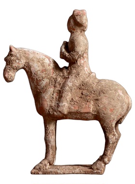 仿古陶器摆设彩绘唐三彩马上人