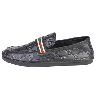 广州鞋高档轻奢压花豆豆鞋软底乐福鞋一脚蹬开车真皮男鞋加绒棉鞋