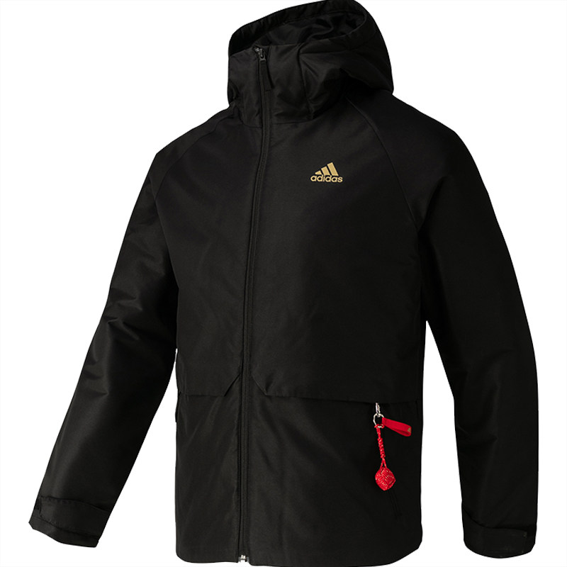 Adidas/阿迪达斯正品新年款男女运动红色连帽外套棉服FT8911