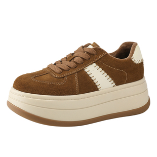 MILLIE'S/妙丽加绒德训鞋女冬款增高厚底松糕鞋百搭低帮休闲板鞋Q