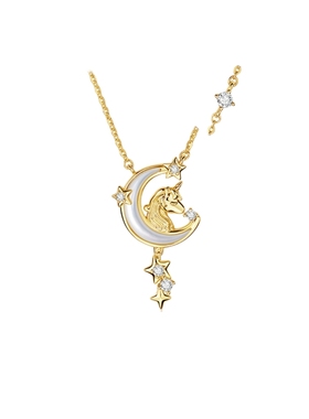 周六福项链女独角兽链坠S925银高级感轻奢小众送女友圣诞礼物