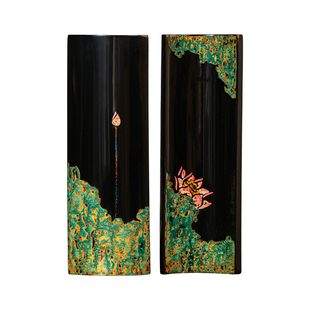 张小凤 手工班系列《墨漪清莲》天然植物手工大漆腕枕臂搁文房四宝文房用具书法书写茶则高档送礼礼物礼盒装