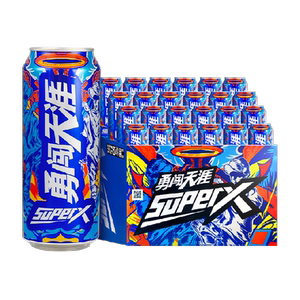 雪花啤酒勇闯天涯superX500ml*24听拉格啤酒整箱【超级勇闯】