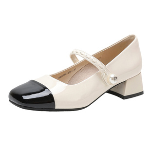 戈美其粗跟玛丽珍鞋女2026新款一脚蹬女鞋早春漂亮单鞋女款配裙子