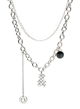 多层小熊笑脸项链男女ins潮嘻哈