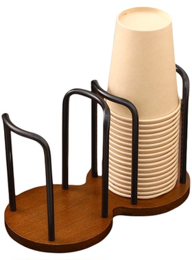 原木风一次性纸杯架杯子置物架
