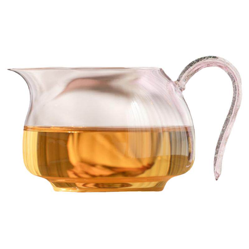 禾器绮彩粉色玻璃公道杯淡然大码茶海家用耐热手工分茶器玻璃匀杯