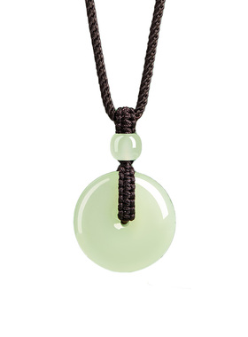 庆祥泰纯天然新疆和田玉平安扣吊坠男士真品高级女款玉石项链挂绳