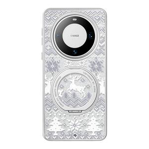 白色小鹿适用华为Mate60Pro手机壳磁吸带支架新款mt70por+支点保护套简约Qo1高级感秋冬mete60防摔全包闪粉