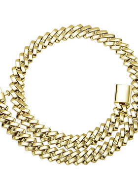 TOP新款菱形不锈钢古巴链欧美嘻哈男女项链街头设计