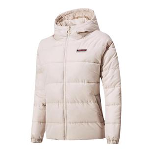 鸿星尔克棉服女羽绒服官网正品加厚保暖卡其色面包服连帽外套上衣