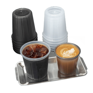 喇叭花360ml小容量精致咖啡杯一次性PP塑料磨砂热饮杯子冷奶茶杯