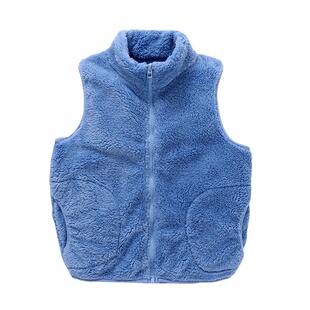 儿童马甲秋冬外穿男童立领珊瑚绒初中学生中大童背心保暖女童坎肩