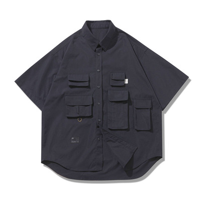 boy春夏新款多口袋风格短袖衬衫