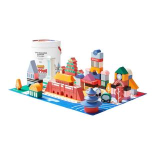 babycare玩具bctoys城市场景积木制益智拼装玩具男孩女孩木质实木