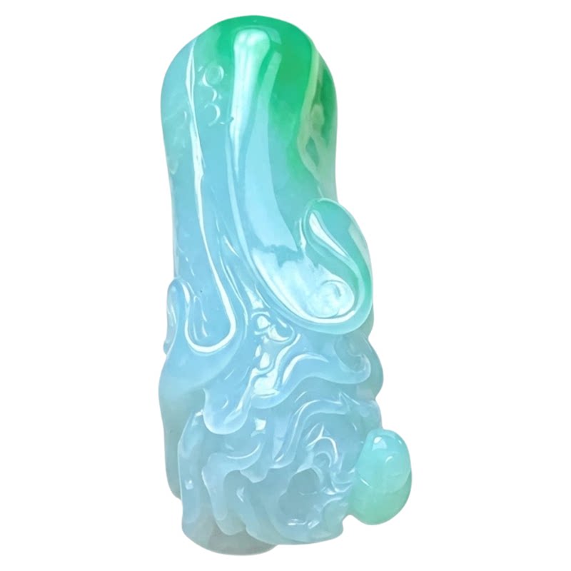 翠贵人冰糯种阳绿老坑白菜吊坠