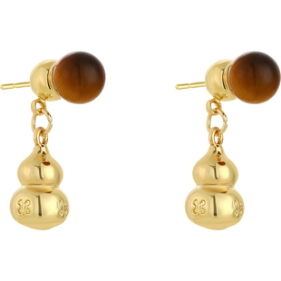 琥珀色豆豆金色葫芦耳坠耳环女高级感轻奢耳钉耳饰2026新款巨好看