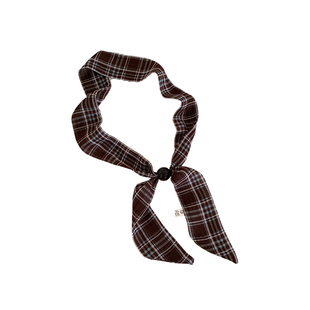 美拉德复古时尚丝巾围巾女氛围感腰果花衬衫搭配领巾串珠项链系脖