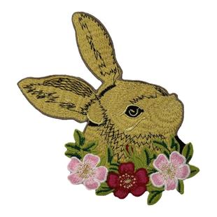新款时尚刺绣可爱兔子布贴手缝贴补丁衣服贴花修补破洞补丁贴diy