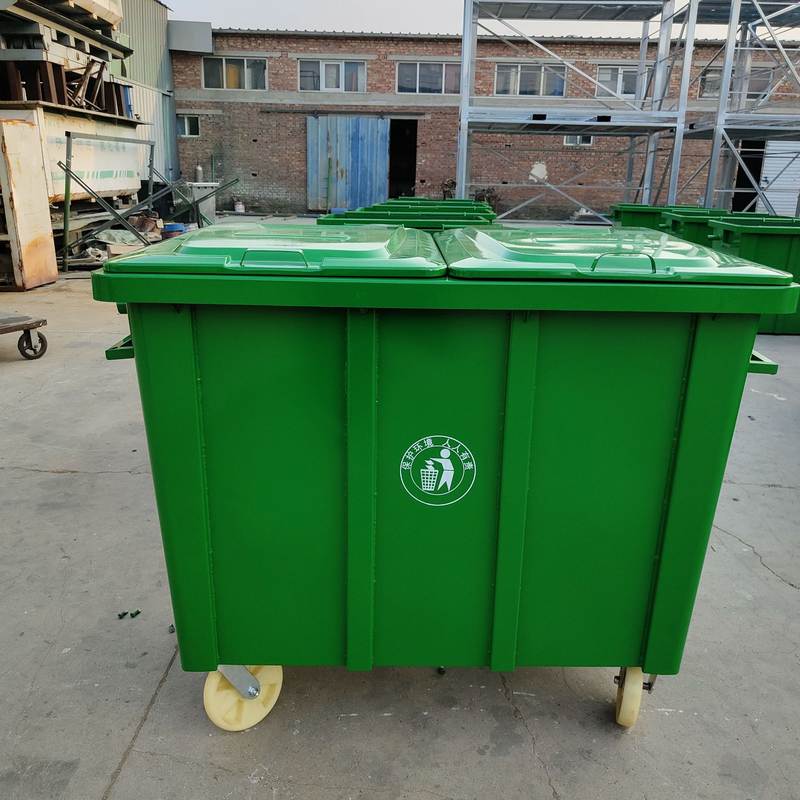 室外铁质垃圾桶小区物业大号环卫手推车加厚移动户外660升垃圾箱