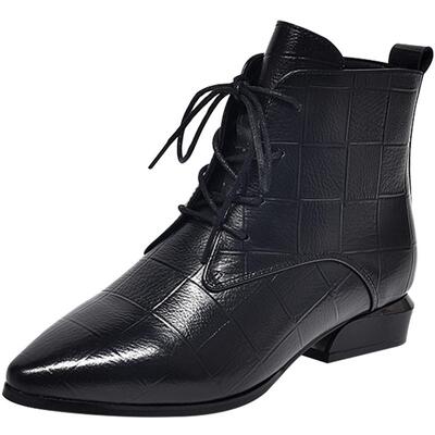 圣梵西格纹牛皮马丁靴