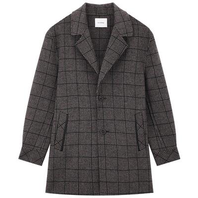 MindBridge格子中长款呢子大衣