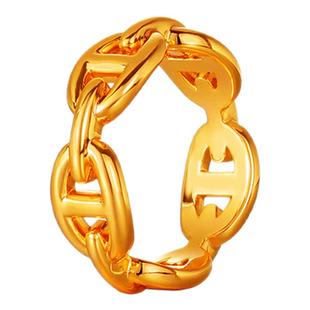 老钱风猪鼻子金色银色戒指女款轻奢小众高级感时尚个性秋冬食指环