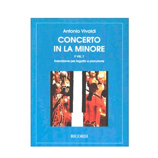 维瓦尔第 A小调协奏曲 RV497 巴松管和钢琴 里科尔迪乐谱书 Vivaldi Concerto in A Minor for Bassoon and piano HL50021760