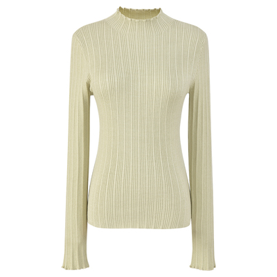 半高领纯色针织打底衫显瘦坑条纹