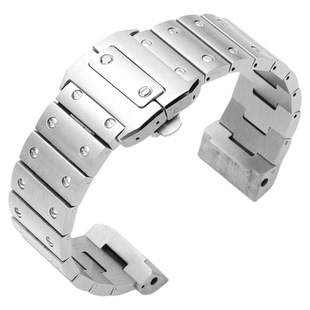 精钢手表带男适配卡地亚山度士桑托斯Santos100系列实心表链23mm