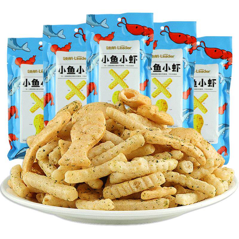 琅琅脆小鱼小虾鱿鱼爱上虾零食海苔味鲜虾条整箱膨化零食网红薯片