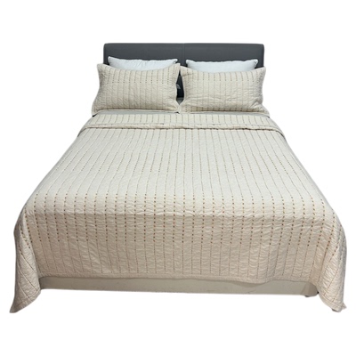 棉麻纯棉床盖三件套厚床单