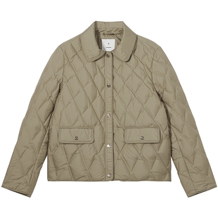 热风女士轻薄羽绒服夹克外套上衣2025年冬季新款小香风翻领羽绒服