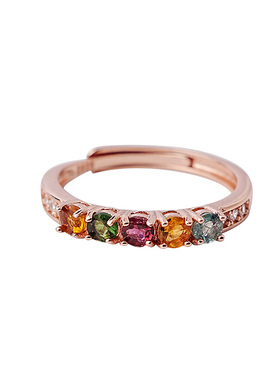 宫里上新天然碧玺纯银彩宝戒指