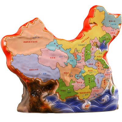 中国陶瓷地图摆件5斤密封酒容器