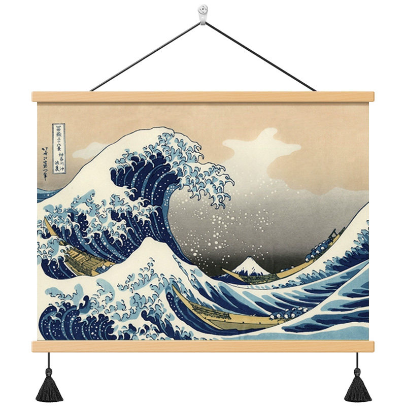 葛饰北斋浮世绘装饰画海浪日式和风神奈川冲浪壁画料理寿司店挂画