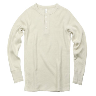 美式复刻320克休闲亨利衫复古重磅TEE高品质华夫格素色长袖T恤男