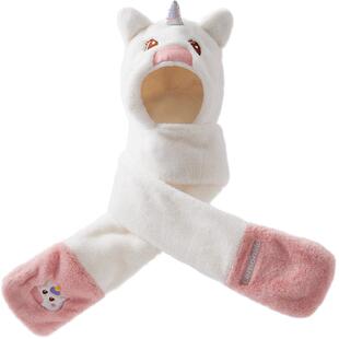 柠檬宝宝儿童冬帽子男女童加绒围脖手套护耳一体帽宝宝保暖帽