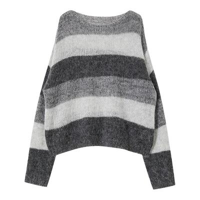 紫淑羊毛套头圆领针织衫